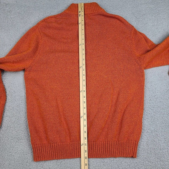 Chaps Sweater Men's Large Orange 1/4 Button Pullover‎ Mock Neck Jumper - Picture 10 of 11